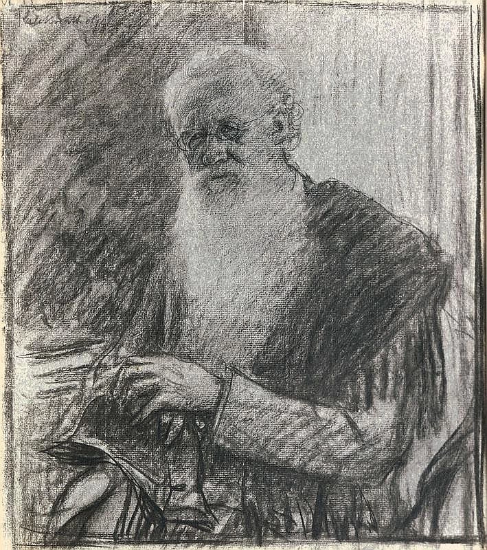 Leopold von Kalckreuth - Ritratto del dottor Hecker Charcoal
